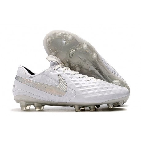 Scarpa Nuovo Nike Tiempo Legend VIII Elite FG Bianco Cromo Platino