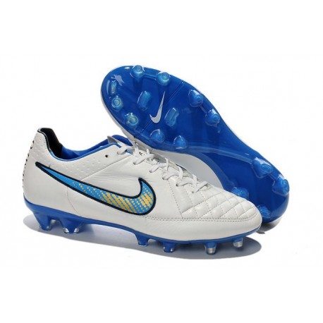 Scarpa da Calcio per Terreni Duri Nike Tiempo Legend V FG Bianco Blu