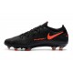 Scarpe Nike Phantom GT Elite FG Uomo - Nero Rosso Cile Grigio Scuro