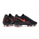 Scarpe Nike Phantom GT Elite FG Uomo - Nero Rosso Cile Grigio Scuro