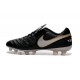 Scarpe da Calcio Nuovo 2016 Nike Tiempo Legend VI FG Pelle Nero Bianco Oro