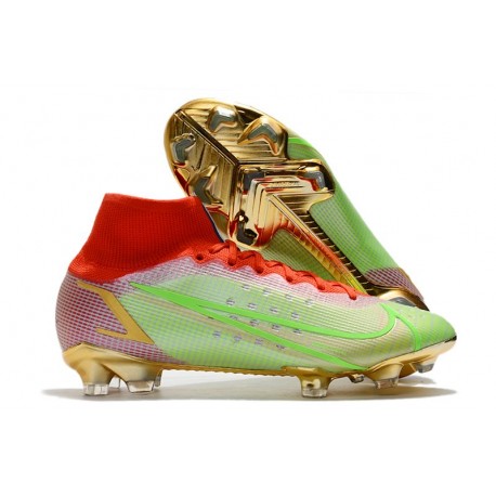 Nike Mercurial Superfly VIII Elite FG Uomo Verde Rosso Oro