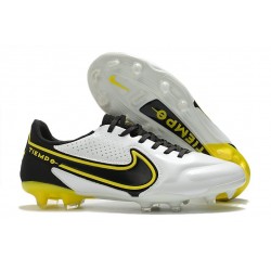 Nike Tiempo Legend 9 Elite FG Nuovo Bianco Fumo Scuro Grigio Nero Giallo