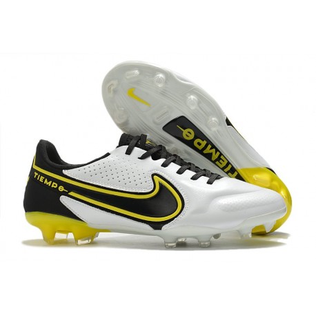 Nike Tiempo Legend 9 Elite FG Nuovo Bianco Fumo Scuro Grigio Nero Giallo