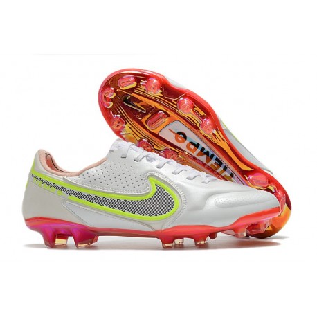 Nike Tiempo Legend 9 Elite FG Nuovo Bianco Rosso Rosa