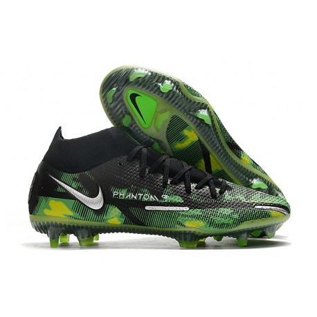 Nike Phantom GT II Elite DF FG Nero Metallic Platino Verde Strike
