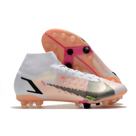 Nike Mercurial Superfly 8 Elite AG Pro Bianco Nero Cremisi Vivace Rosa Blast