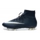 Nike Nuove Scarpe Calcio Mercurial Superfly CR7 FG Cyan Bianco