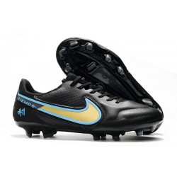 Nike Tiempo Legend 9 Elite FG Nuovo Nero Oro Blu