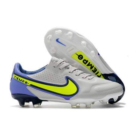 Nike Tiempo Legend 9 Elite FG Nuovo Grigio Nebbia Volt Zaffiro