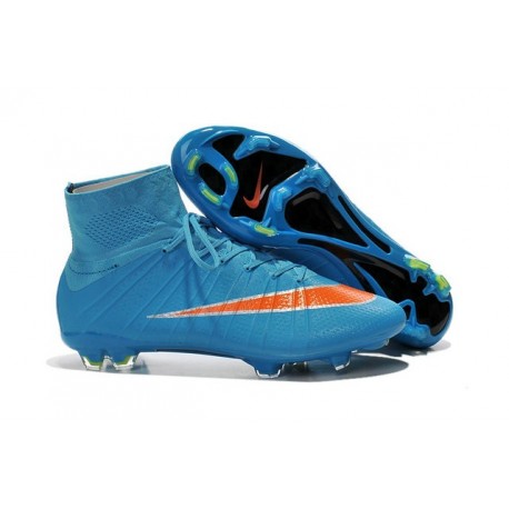Nike Nuove Scarpe Calcio Mercurial Superfly CR7 FG Blu Arancio
