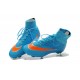Nike Nuove Scarpe Calcio Mercurial Superfly CR7 FG Blu Arancio