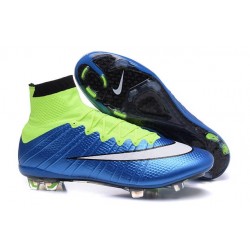 Cristiano Ronaldo Nike Scarpa da Calcio Mercurial Superfly 4 FG Blu Verde Bianco