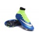 Cristiano Ronaldo Nike Scarpa da Calcio Mercurial Superfly 4 FG Blu Verde Bianco