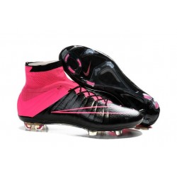 Nuove Scarpe Calcio Nike Mercurial Superfly Iv CR7 FG Pelle Nero Rosa