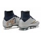 Nuove Scarpe Calcio Nike Mercurial Superfly Iv CR7 FG Metallico Bianco
