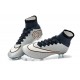 Nuove Scarpe Calcio Nike Mercurial Superfly Iv CR7 FG Metallico Bianco