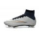 Nuove Scarpe Calcio Nike Mercurial Superfly Iv CR7 FG Metallico Bianco