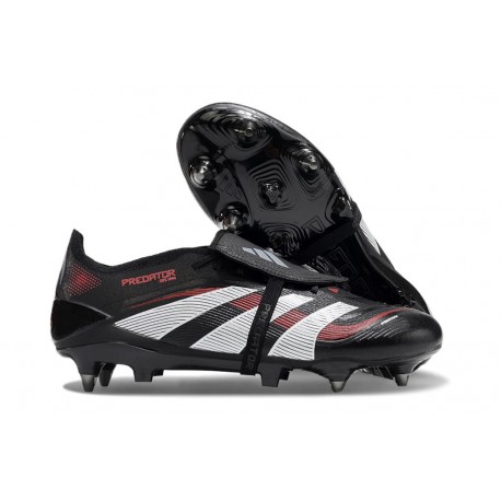 adidas Predator 25 Elite Tongue FG Nero Grigio 4 Rosso Lucido