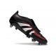 adidas Predator 25 Elite Tongue FG Nero Grigio 4 Rosso Lucido