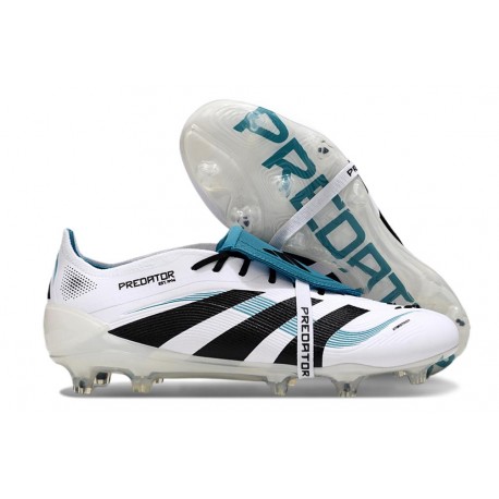 adidas Predator 25 Elite Tongue FG Bianco Nero Ciano 
