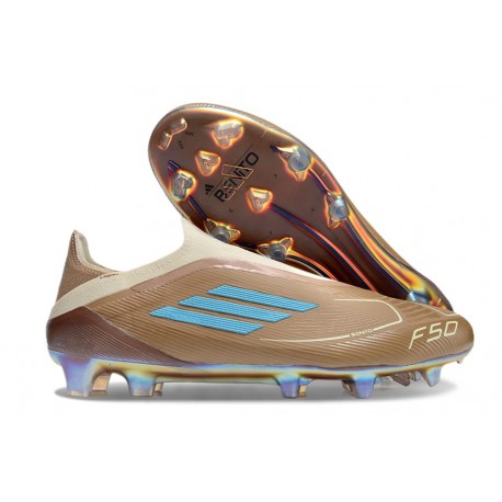 adidas F50 Elite Laceless FG X Bad Bunny Cardboard Crema Bianco Bright Ciano