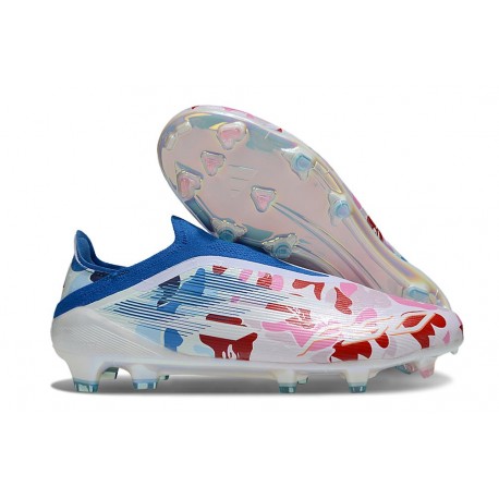 Scarpe da calcio adidas F50 Elite Laceless FG Bianco Blu Rosa