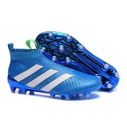 Scarpa da Calcetto Nuove 2016 adidas ACE16+ Purecontrol FG/AG Blu Bianco