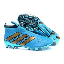Scarpa da Calcetto Nuove 2016 adidas ACE16+ Purecontrol FG/AG Blu Oro