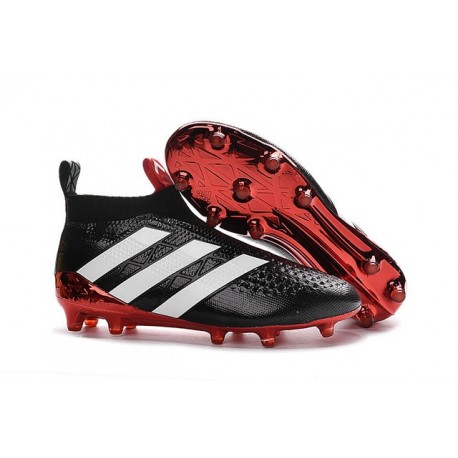 Nuovo Scarpe da Calcio 2016 adidas ACE16+ Pure Control FG Nero Rosso Bianco