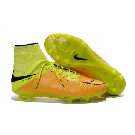 Nuovo Scarpa Nike Hypervenom Phantom 2 Tech FG Pelle Giallo Volt Nero