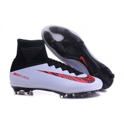 Scarpe da Calcetto Nike Mercurial Superfly V FG Bianco Rosso