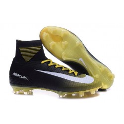Nike Mercurial Superfly V FG Nuovo Scarpa da Calcio Uomo Nero Bianco Giallo