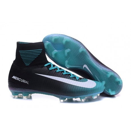 Nike Mercurial Superfly V FG Nuovo Scarpa da Calcio Uomo Nero Bianco Blu