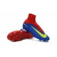 Nike Mercurial Superfly V FG Nuovo Scarpa da Calcio Uomo Rosso Blu Giallo