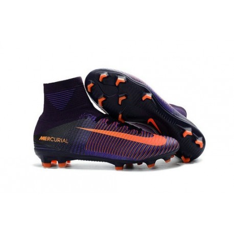 Nike Mercurial Superfly V FG Nuovo Scarpa da Calcio Uomo Viola Arancio