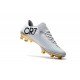 Nuovo Scarpe da Calcio Nike Mercurial Vapor Vitórias XI CR7 FG Bianco Oro