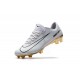 Nuovo Scarpe da Calcio Nike Mercurial Vapor Vitórias XI CR7 FG Bianco Oro