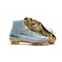 Nike Mercurial Superfly V CR7 Vitórias FG Scarpa Calcio Bianco Oro