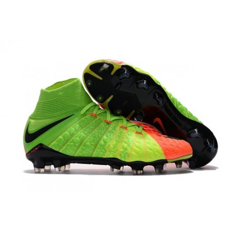 Scarpe Calcio Nuovo Nike Hypervenom Phantom III DF FG ACC - Verde Arancio Nero