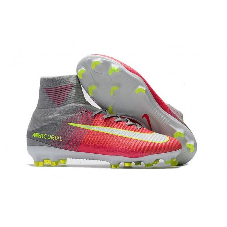 Nike Mercurial Superfly 5 FG Scarpe da Calcio Nuove 2017 - Rosa Grigio Giallo
