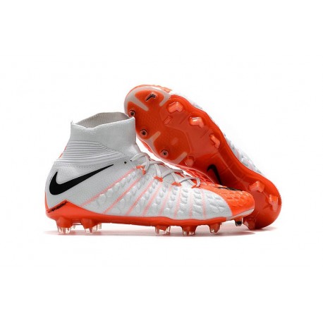 Nike Hypervenom Phantom III DF FG Flyknit Scarpe Calcio - Bianco Arancio