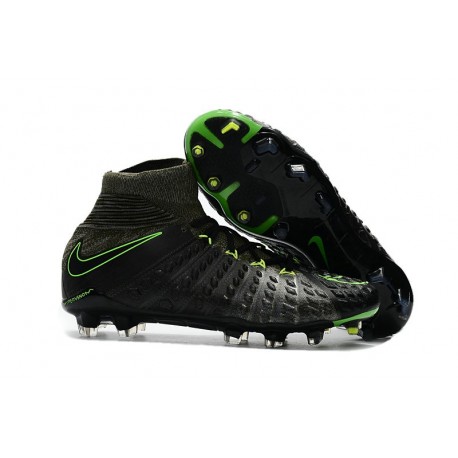 Nike Hypervenom Phantom III DF FG Flyknit Scarpe Calcio - Nero Verde