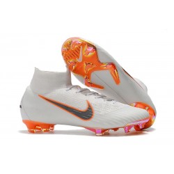 Nike Scarpe da Calcio Mercurial Superfly 6 Elite FG Bianco Grigio Arancio